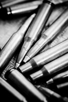 balck and white image of bullets